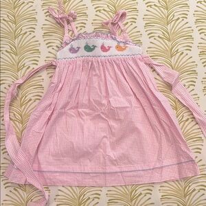 Adorable Pink Gingham Kids Dress with Whale Design